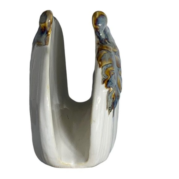 Napkin Holder Autumn White Pumpkin Hand Painted Ceramic Harvest Kitchen Accent - Picture 5 of 16